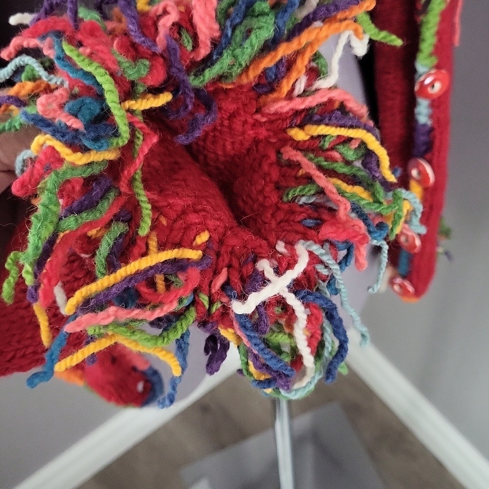 Invisible World 100% Wool Hand Knit Cardigan - Made in Bolivia - Picture 10 of 15